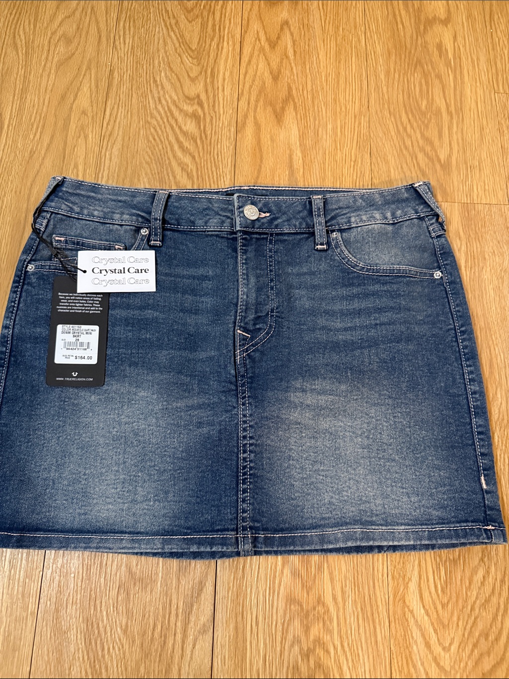 True Religion Dark Blue Washed Denim Mini Skirt